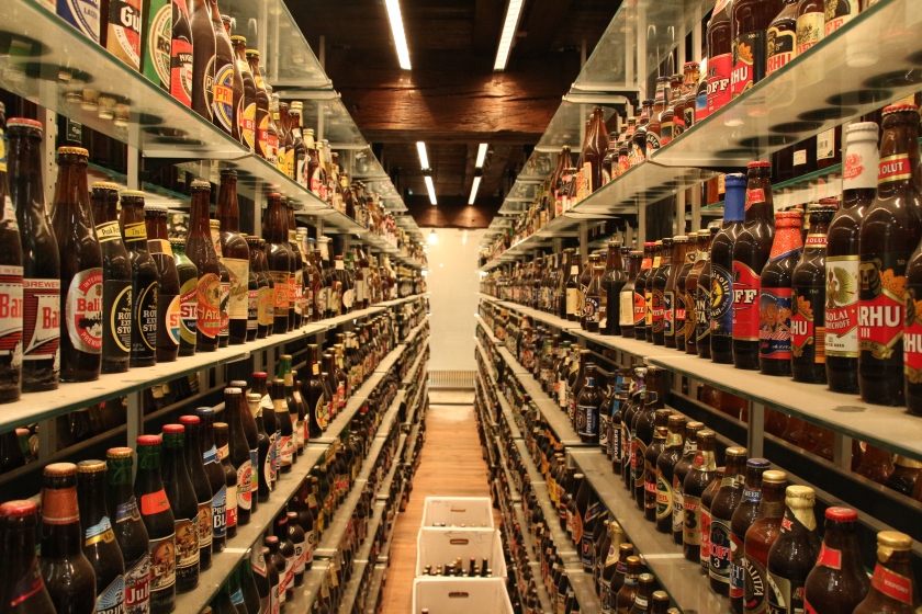 World's largest bottle collection at Visit Carlsberg in Copenhagen, Denmark
